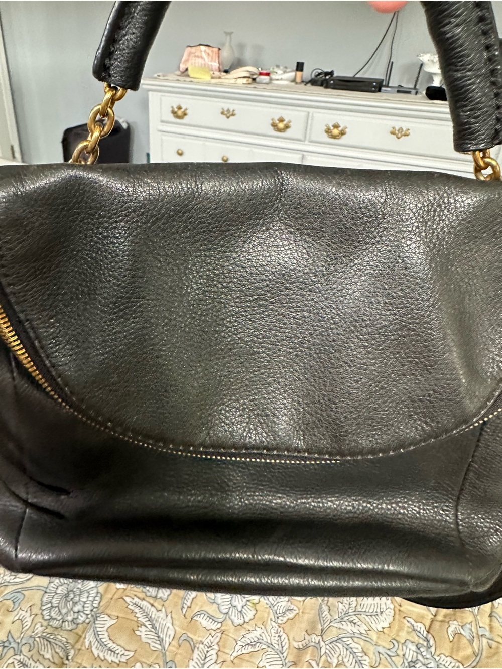 HOBO Black Leather Satchel with Gold Hardware - Picture 5 of 7